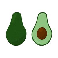 conjunto de aguacate fresco entero y medio aislado sobre fondo blanco. alimentos orgánicos. estilo de dibujos animados ilustración vectorial para el diseño vector