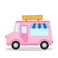 Pink ice cream truck isolated on white background vector