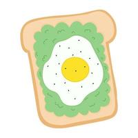 Toast with fried egg and avocado. Illustration on white background vector