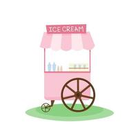 carrito de helados sobre un fondo blanco. puesto de helados vector