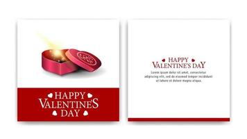 tarjeta blanca de felicitación del día de san valentín con regalo en forma de corazón vector