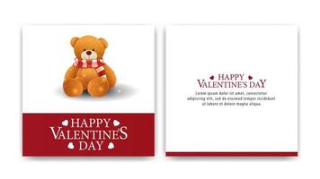 tarjeta blanca de felicitación del día de san valentín con osito de peluche vector