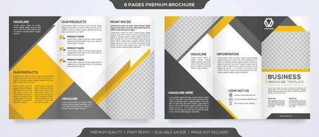 trifold brochure template design with minimalist style and modern concept vector