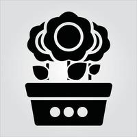 Isolated Glyph Plants in Pot Icons Scalable Vector Graphic