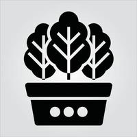 Isolated Glyph Plants in Pot Icons Scalable Vector Graphic