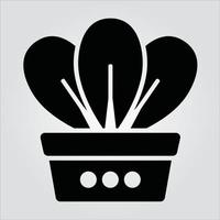 Isolated Glyph Plants in Pot Icons Scalable Vector Graphic