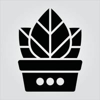 Isolated Glyph Plants in Pot Icons Scalable Vector Graphic