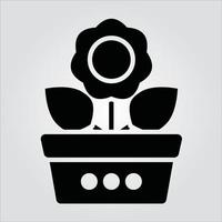 Isolated Glyph Plants in Pot Icons Scalable Vector Graphic