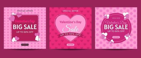 Valentine's day social media post template for banner, poster, greeting card, promotional discount sale, etc vector