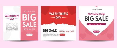 Valentine's day social media post template for banner, poster, greeting card, promotional discount sale, etc vector