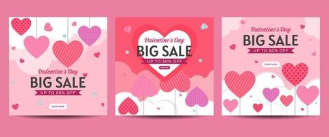 Valentine's day social media post template for banner, poster, greeting card, promotional discount sale, etc vector