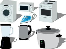 Kitchen and home electric appliances collection vector illustration