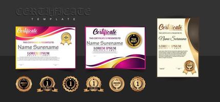 Modern certificate template in gradation and gold colors, luxury and modern style and award style vector image. Suitable for appreciation