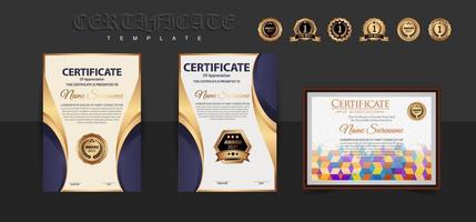 Modern certificate template in gradation and gold colors, luxury and modern style and award style vector image. Suitable for appreciation