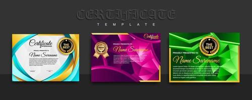 Modern certificate template in gradation and gold colors, luxury and modern style and award style vector image. Suitable for appreciation