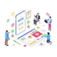 Modern isometric illustration of app development vector