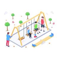 Kids swing isometric illustration, editable vector