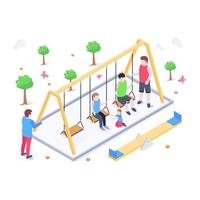 Kids swing isometric illustration, editable vector