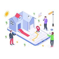 Modern isometric illustration of app development vector