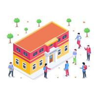 Unique isometric illustration of school, vector design