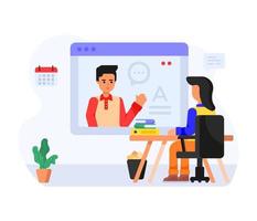 Flat icon of online teaching, virtual learning vector