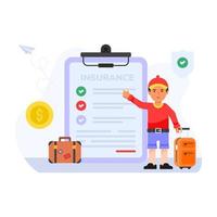 Travel insurance flat illustration, editable vector