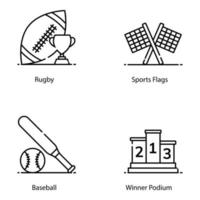 paquete de iconos planos de deportes y juegos vector