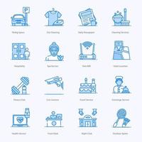 paquete de iconos planos de servicios de hotel vector