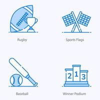 paquete de iconos planos de deportes y juegos vector