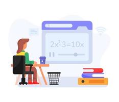 Flat icon of online teaching, virtual learning vector