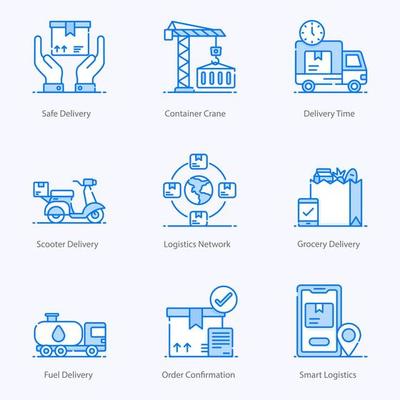 Cargo Services Flat Icons Pack