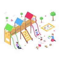 Have a look at this editable isometric illustration of kids playground vector