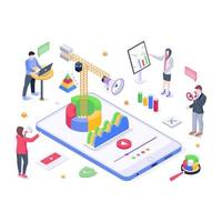 Modern isometric illustration of app development vector