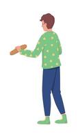 Man with baguette semi flat color vector character