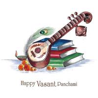 Beautiful happy vasant panchami indian festival card background vector