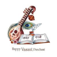 Beautiful happy vasant panchami indian festival card background vector