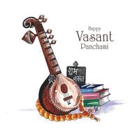 Happy vasant panchami indian festival card background vector