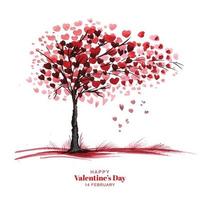 Beautiful heart shape tree valentines day card design vector