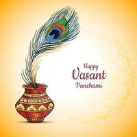 diseño de tarjeta de festival indio tradicional feliz vasant panchami vector