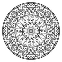 patrón circular en forma de mandala para henna, mehndi, tatuaje, decoración. adorno decorativo en estilo étnico oriental. página de libro para colorear. vector