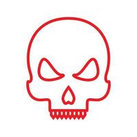 simple line skull head red modern logo vector icon design illustration