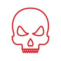 simple line skull head red modern logo vector icon design illustration