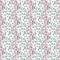 Cute seamless pattern with sakura flowers and twigs. Spring print suitable for textiles, wrapping paper and designs. Flat vector illustration