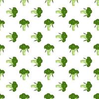 Green pattern with broccoli. Print of vegetable on white background. Food for a healthy diet. Natural product suitable for vegetarians. Vector flat illustration