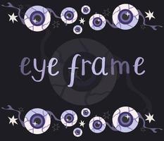 Blue witchy eye frame on dark background vector