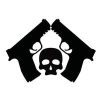 hand gun and head skull silhouette vector