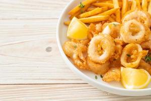 calamari - fried squid or octopus with fries photo