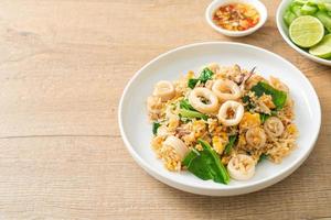 Fried rice with squid or octopus photo