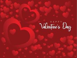 Happy Valentine's day Greeting Card With Red Hearts On Red Background Free Vecto vector