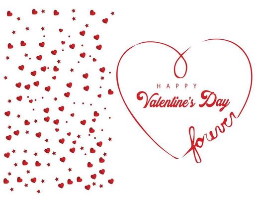 Happy Valentine's Day Greeting Card With Papercut Hearts Shapes On White Background